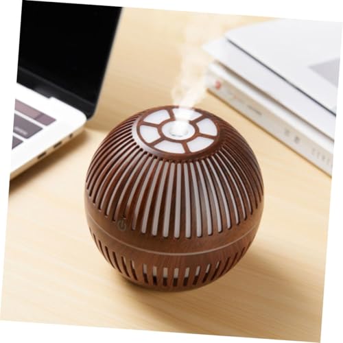 mobigon Wood Cool Mist Ultrasonic Humidifier for Room Moisture, Aroma Diffuser for Home, 200ml Essential Oil Diffuser with 7 Colorful Night Light, Auto Shut-Off, Home, Office, car (F.Dark Brown)