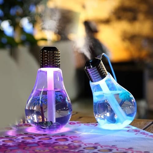 mobigon Wood Cool Mist Ultrasonic Humidifier for Room Moisture, Aroma Diffuser for Home, 400ml Essential Oil Diffuser with 7 Colorful Night Light, Auto Shut-Off, Home, Office, (Style 1)